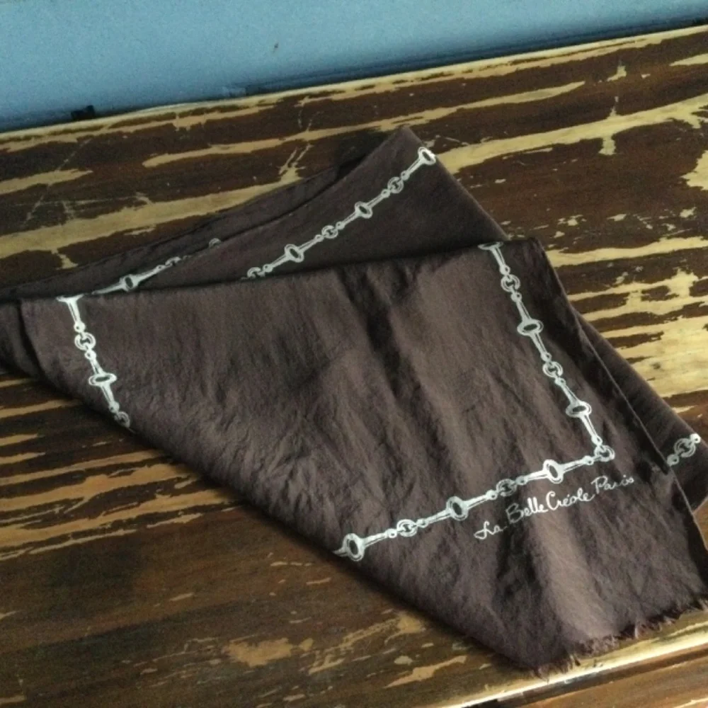 Vintage La Belle Creole - Paris Silk Scarf Horse bit design in a dk brown & gold - Picture 5 of 10